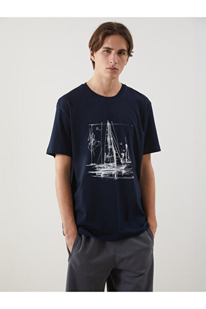 LC Waikiki Tricou bărbătesc din jerseu imprimat cu guler rotund