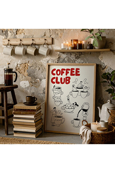 Creatick Design Kahve Köşesi Dekoratif Ahşap Çerçeveli Tablo Kahve Kafe Mutfa...