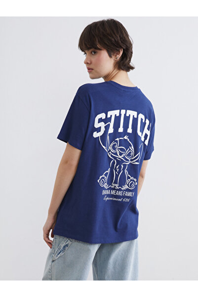 LC Waikiki Tricou de damă cu guler rotund, imprimat Lilo & Stitch