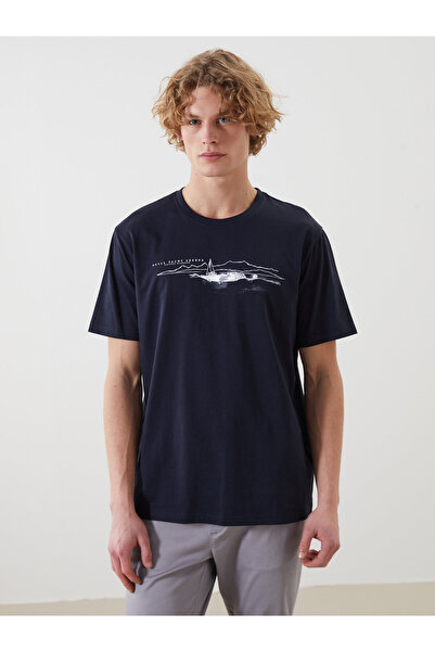 LC Waikiki Ανδρικό T-shirt με στρογγυλή λαιμόκοψη και στάμπα Boston