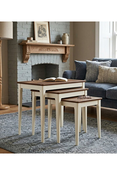 ArdaClassMobilya Arda Class Poli Zigon Sehpa Takımı - Ceviz Kaplama & Gürgen ...