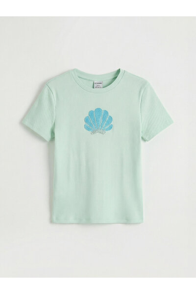 LC Waikiki Tricou brodat cu guler rotund pentru fete