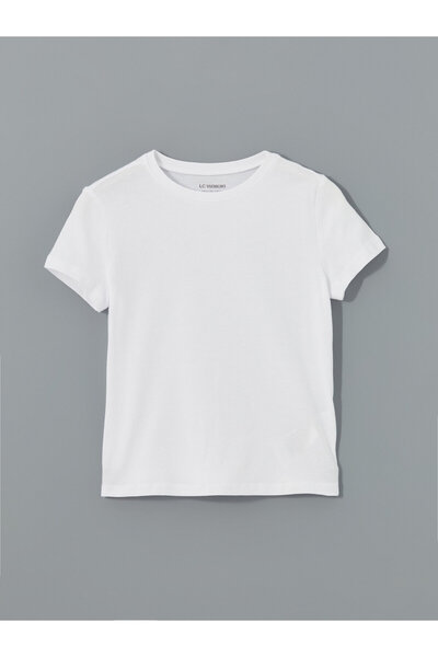 LC Waikiki Tricou de fete cu guler rotund, simplu, din bumbac pieptănat