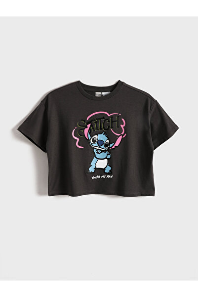 LC Waikiki Tricou de fete cu guler rotund și imprimeu cusut