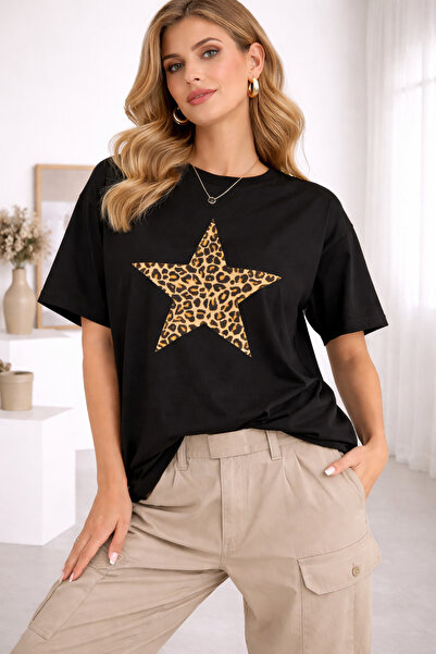 Jooy Leopard Star Design Oversize T-Shirt