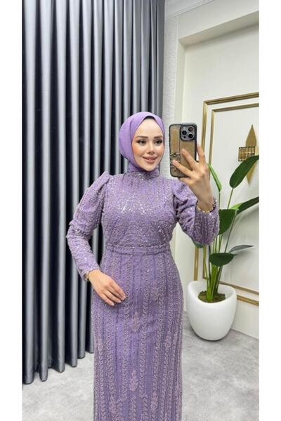 Kalemen Moda Taş İşlemeli Kalem Abiye 6620 Lila