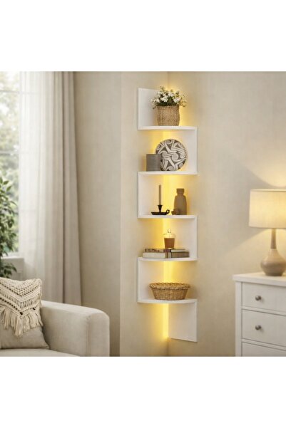 Talis Vexa RGB LED corner shelf, 126 cm, 5 shelves, adjustable ambient lighti...