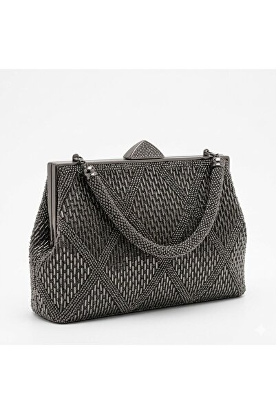 silora Luxury Beaded Evening Clutch Bag - 4 Color Collection (Metallic Black ...