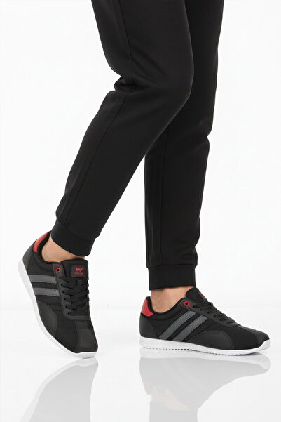 WALKWAY Pantofi sport pentru bărbați, negru, alb, cu șireturi, ușori, 2001 Ta...