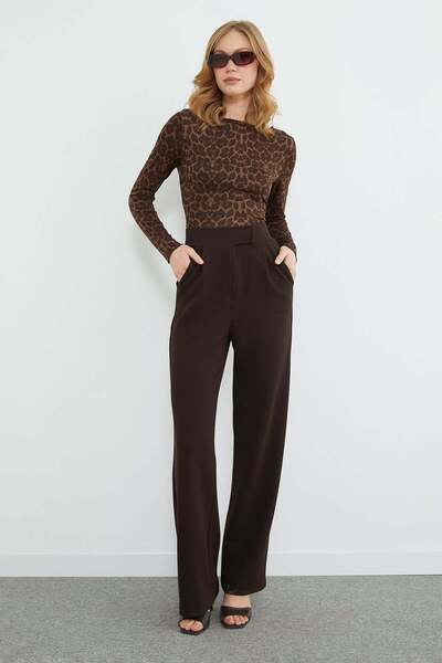 Fulla Moda Pantaloni Palazzo din țesătură crep cu velcro în talie