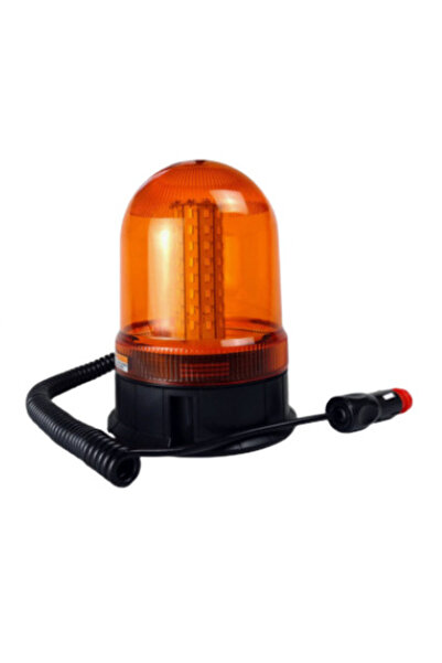 Ruan Girofar LED Galben 12-24V cu 80 LED-uri, bază magnetică, mufă brichetă auto