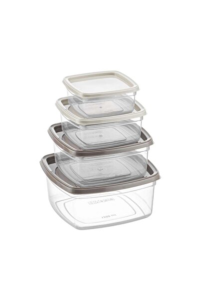 Soft Chef Grey-Beige Unisex 4-Piece Easy Square Storage Container Model Code:...