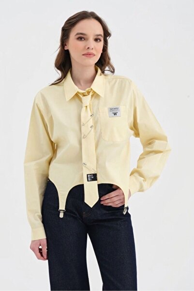 tw3 Γυναικείο πουκάμισο με λεπτομέρεια κορδόνι και ειδικό σχέδιο