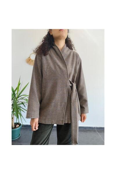 BHAST Hakiki Yün Kazayağı Kaşe Kimono Mont