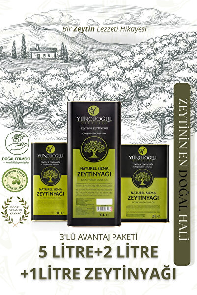 Çiftliği Naturel Sızma Zeytinyağı Ekonomik Set - 8 Litre (5+2+1 L) Tarladan Sofraya