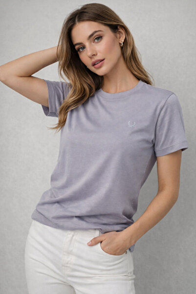 Rich Women's Viscose Emblem Short Sleeve Crew Neck T-Shirt