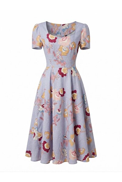 Retrobird Σχεδιασμός Matilda Μακρύ Γυναικείο Φόρεμα Λιλά