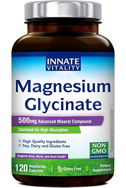 Innate Vitality مغنيسيوم جلايسينات 500 ملغ، يدعم صحة الأعصاب والعضلات والعظام...