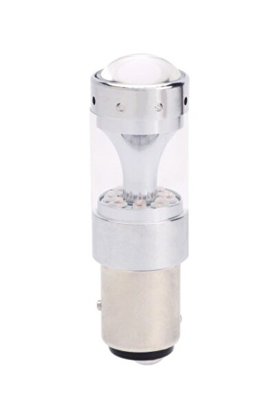 Xenon Bright LED auto roșu 60W BAZ15D, intensitate dublă 12V-24V Canbus CREE LED