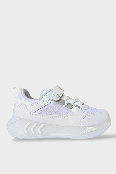 Liger Pantofi sport pentru copii cu talpă anatomică ușoară cu velcro, albi