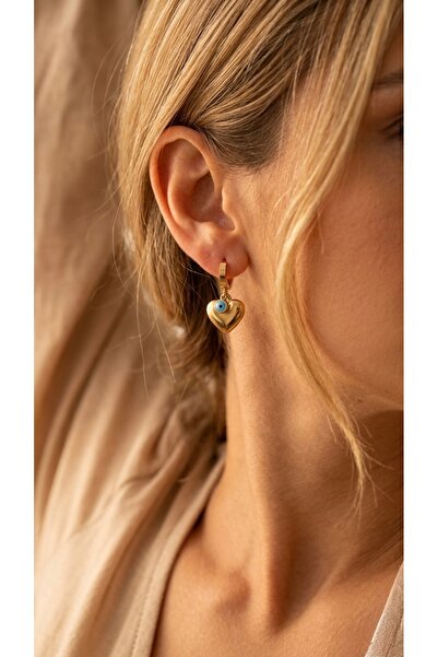 İNN JEWELLERY 316L Steel Earrings, Anti-Tarnish, Anti-Allergic, Evil Eye Hear...