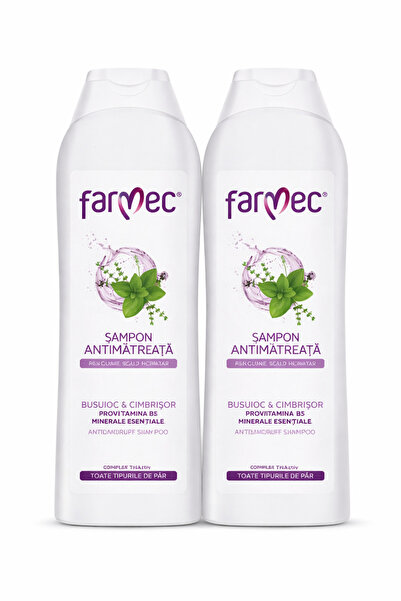 Farmec Set of 2 Anti-Dandruff Shampoo – Basil & Thyme, Provitamin B5