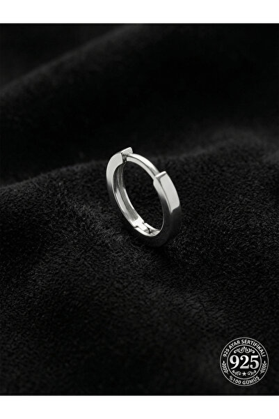 Roza Silver 925 Ayar Gümüş Rodyum Kaplama Yuvarlak Erkek Halka Küpe - Tek (2x...