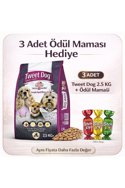 Tweet Dog 2.5 Kg Yetişkin Köpek Maması + 3 Adet Biten Joy Ödül Maması Hediyel...