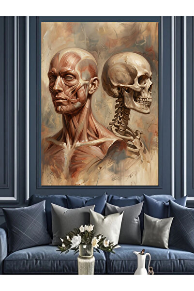 Tablo Mega Anatomik İnsan Ve İskelet Portresi Dekoratif Kanvas - Mdf Ahşap Tablo