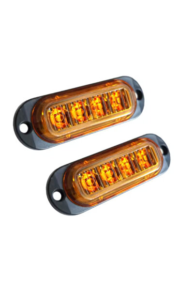 Ruan Set de 2 lumini laterale cu 4 LED-uri, semnalizare galbenă, 12-24V, pozi...
