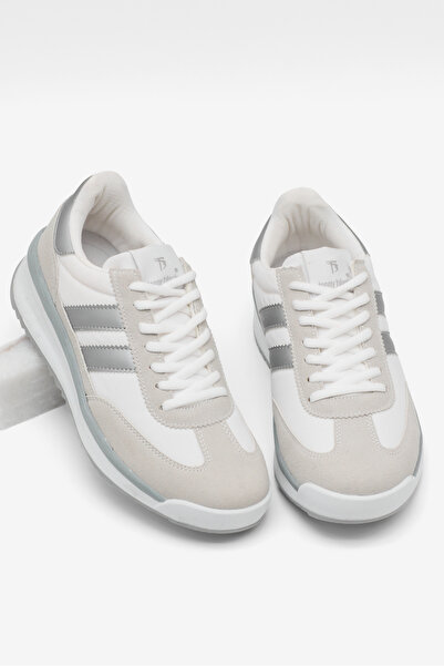 Tonny Black Unisex Gray Silver Thermo Sole Double Stripe Lace up Sports Shoes