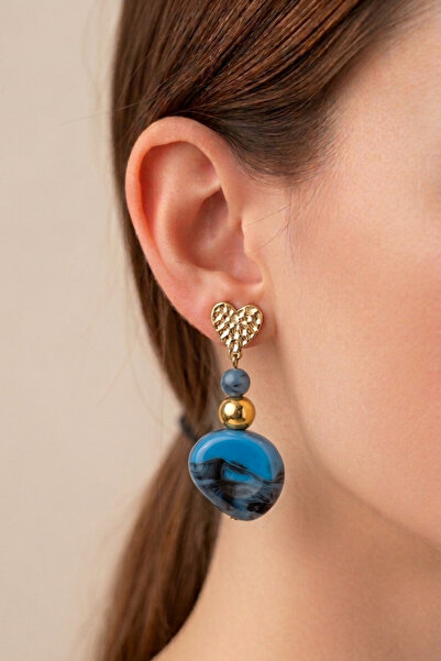 PETEK AKSESUAR Acrylic Design Handmade Heart Earrings