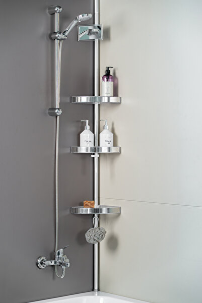 Prima Nova Кутовий гарнітур Primanova з 3 полицями та дзеркалом, алюміній, бі...