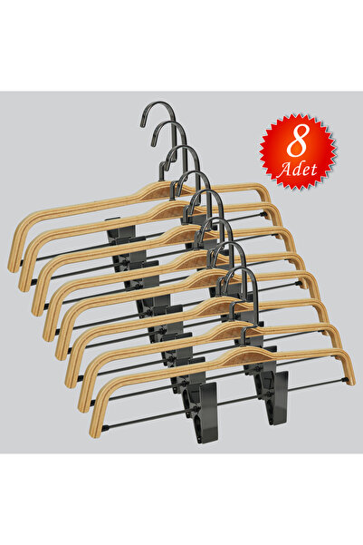 NYN شماعات بناطيل خشبية (خطاف نيكل أسود) 8 قطع