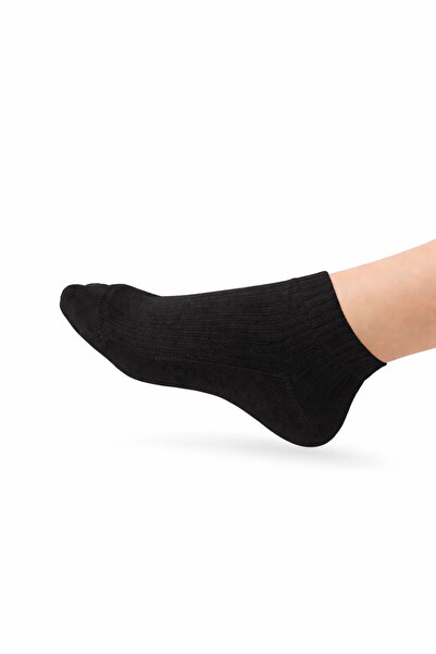 Saria Moda 3Çitf Cotton Women's Derby Black Booties Socks