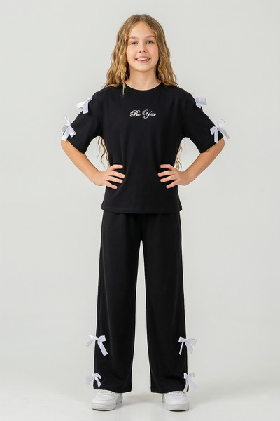 kinderos Κοντομάνικο Κοριτσίστικο Σετ Δύο Τεμαχίων με Κορδέλα και Παντελόνι -...