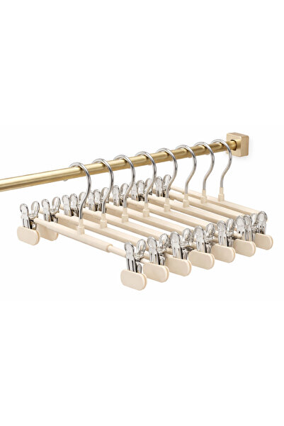 OEM Set de 10 umerașe din oțel cu cleme pentru pantaloni 31 x 13 cm BEJ