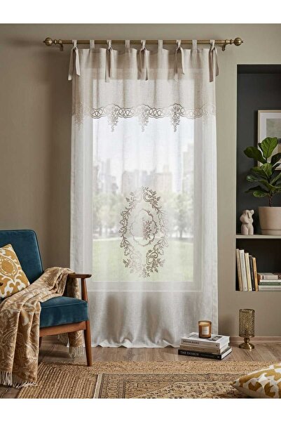 CASA NATURALE Panou decorativ cu broderie cu aspect de in, tip perdea 7461-01...