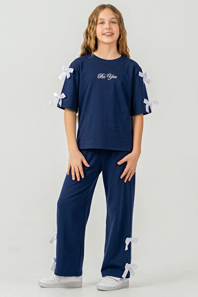 kinderos Short Sleeve Ribbon Trousers Girls' Two-Piece Set - 26Y 26202