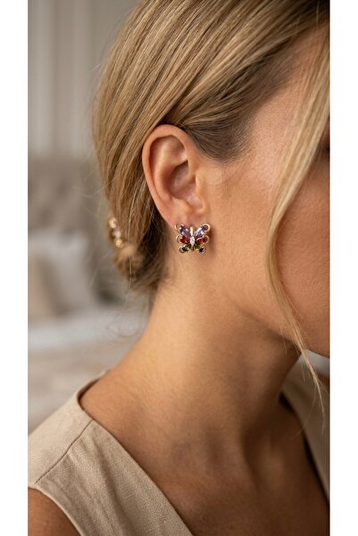 İNN JEWELLERY أقراط Xuping مقاومة للصدأ ومضادة للحساسية مع شكل فراشة ملونة (ض...