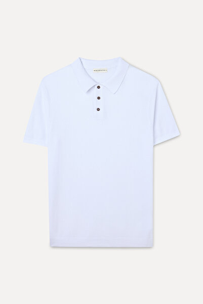 Mudo Buttoned Polo Neck Short Sleeve Knitwear Sweater