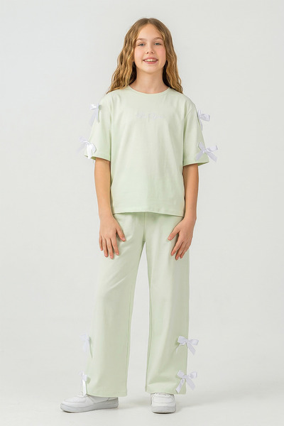 kinderos Κοντομάνικο Κοριτσίστικο Σετ Δύο Τεμαχίων με Κορδέλα και Παντελόνι -...