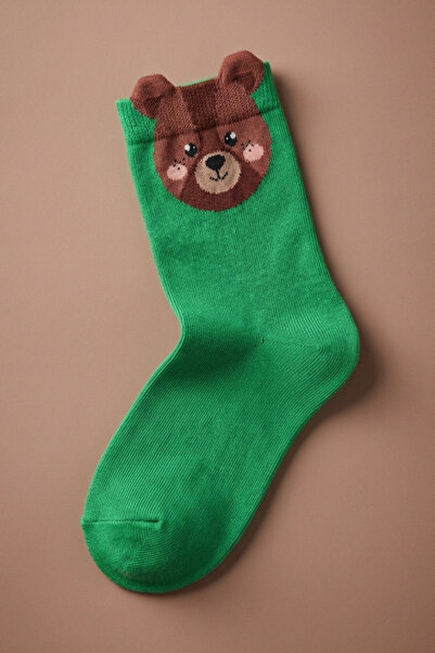 Katia&Bony Χαριτωμένες παιδικές κάλτσες με πράσινο σχέδιο ζώων