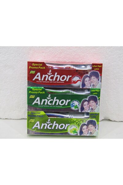 Anchor معجون أسنان + فرشاة أسنان - عبوة من 3 قطع
