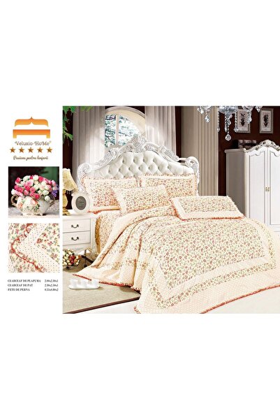 Veluxio Home Finet 4-piece bed linen with ruffles, elegant pattern