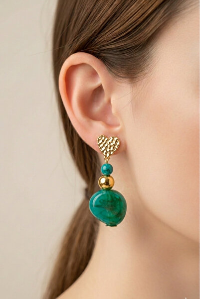 PETEK AKSESUAR Acrylic Design Handmade Heart Earrings