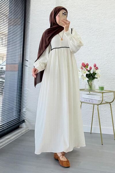 MELEK ARAZ فستان بيرنتس روبادان بأزرار أمامية - إكرو