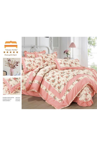 Veluxio Home Finet 4-piece bed linen with ruffles, elegant pattern