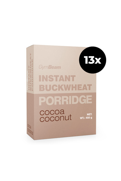 GymBeam Terci instant de hrișcă, 13 x 450 g, nucă de cocos și cacao