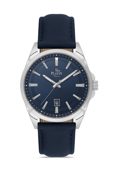 Platin Pierre Sa-Pl-1230Gb-L3 Leather Cord Calendar Men's Wristwatch